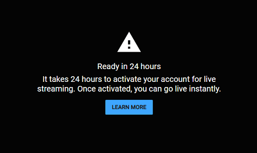 It takes 24 hours to activate your account for live streaming. Once activated, you can go live instantly