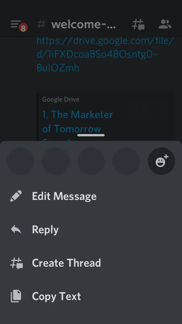 To copy the message ID on mobile: