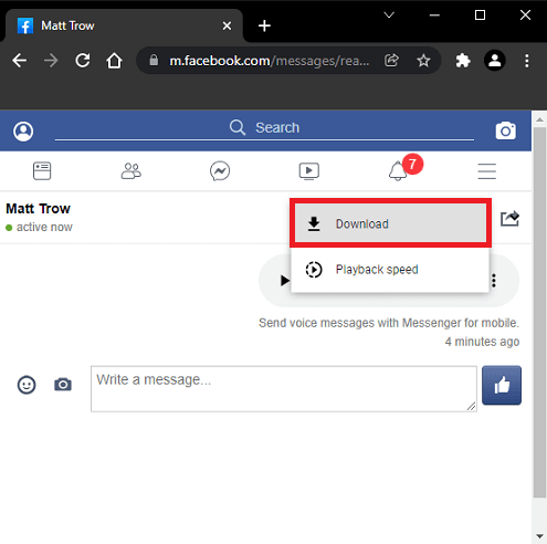 facebook messenger download voice message
