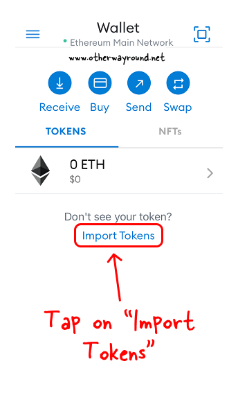 Tap on "Import Tokens"-metamask not showing tokens