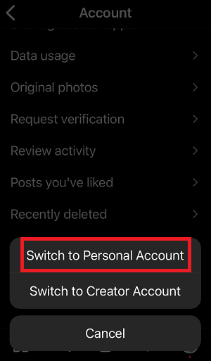 How To Remove a Business Account From Instagram Step-3.2