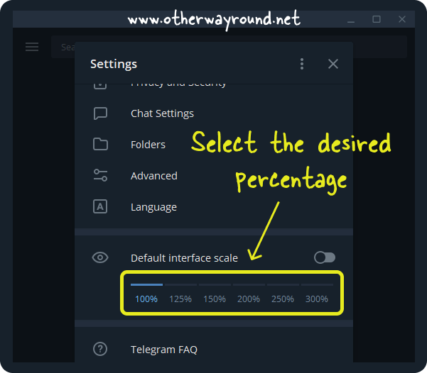 How to change font size in Telegram Desktop Step-3