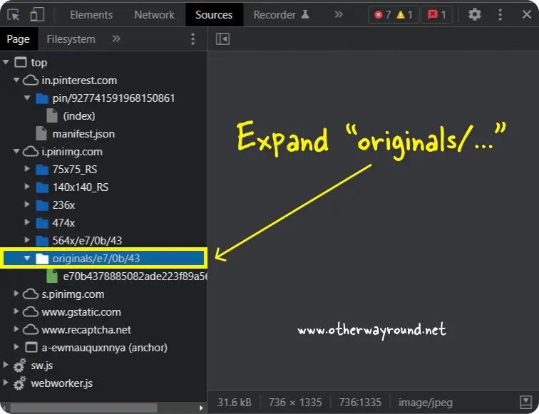 Expand "originals/..."-How To Download Pinterest Images In HD Quality Step-4