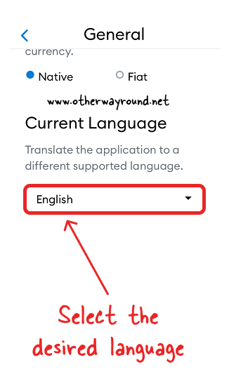 Select your preferred language-metamask change language