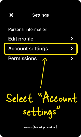Select "Account settings". How to Change Pinterest Business Account Back to Personal - Mobile App