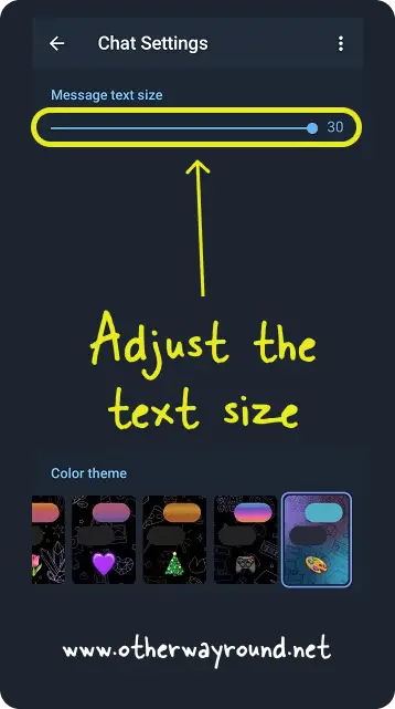 How to change font size in Telegram on Android Step-4