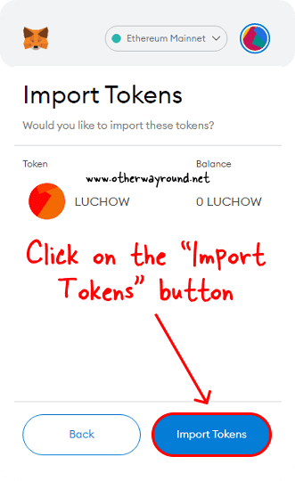 Click on the "Import Tokens" button-metamask not showing tokens