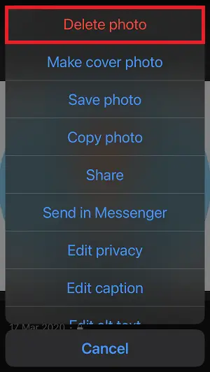 Select "Delete photo"