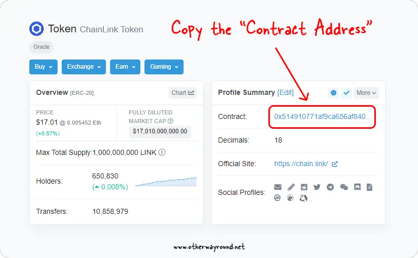 Etherscan find token contract address