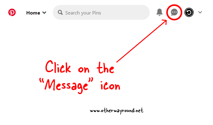 Click on the "Message" icon. How To Accept An Invite To A Secret Board On Pinterest (Web) Step-1