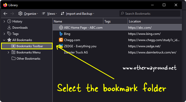 Select the bookmark folder. How To Alphabetize Firefox Bookmarks Step-2