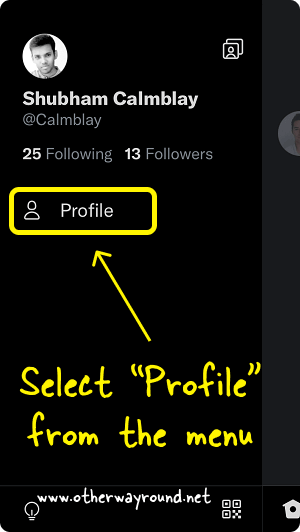 Select "Profile" from the menu. How To Delete Twitter Profile Picture Step-2