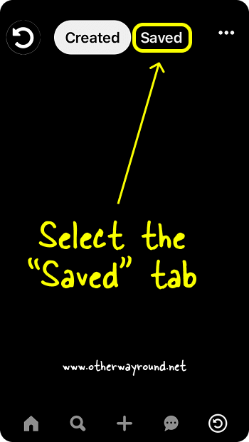 Select the "Saved" tab. How To Find Your Boards On Pinterest Step-2