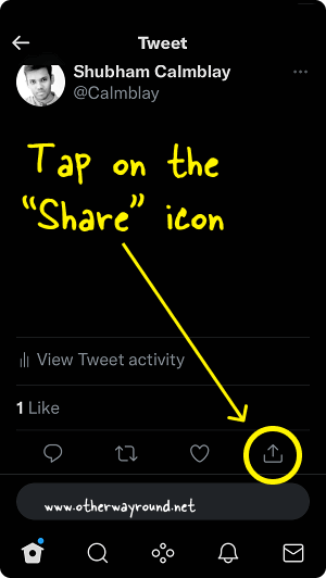 Tap on the "Share" icon. How To Get My Twitter Profile Link Step-2