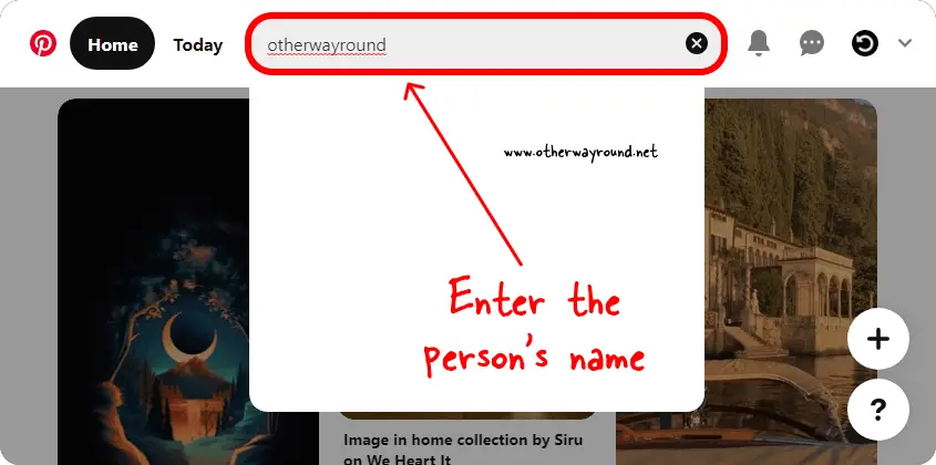 Enter the person's name. How To Find Someone On Pinterest (Web) Step-3