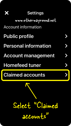 Select "Claimed accounts". How To Link Pinterest And Instagram Step-3