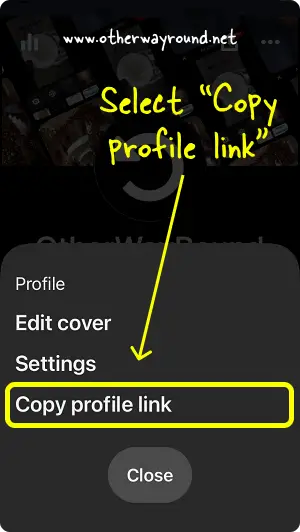 Select "Copy profile link". How To Put Pinterest Link On Instagram Bio Step-3