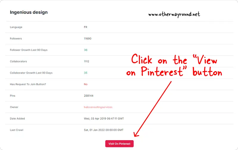 Click on the “View on Pinterest” button. How To Find Group Boards On Pinterest Method-1 Step-5