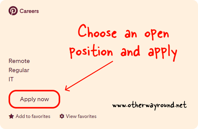 Choose an open position and apply. How To Work For Pinterest Step-6