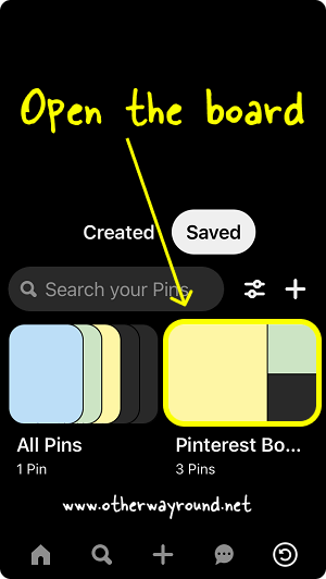 Open the board. How To Make A Section Into A Board On Pinterest App-1