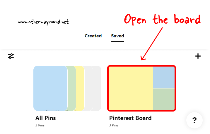 Open the board. How To Make A Section Into A Board On Pinterest Web Step-1