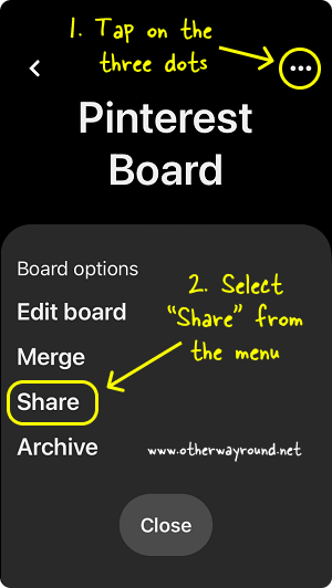 How To Share A Pinterest Board App Step-2