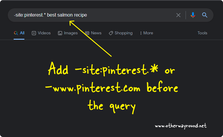 How To Exclude Pinterest From Google Search