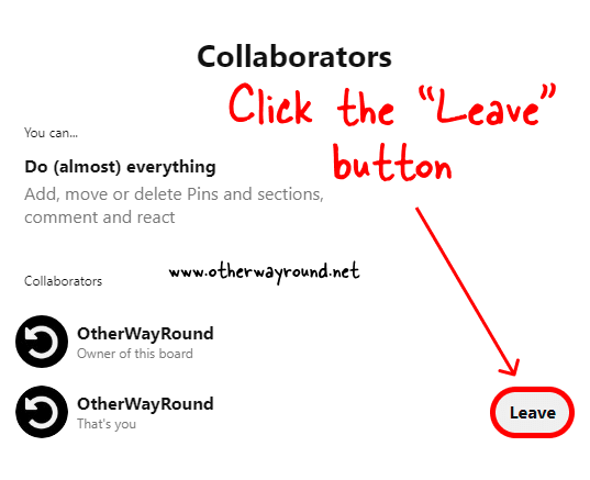 How To Leave A Board On Pinterest Web Step-3