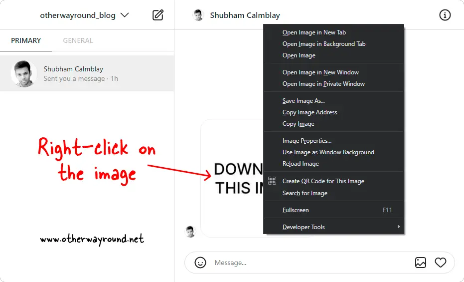 How To Save Pictures From Instagram Direct Message on PC Step-2