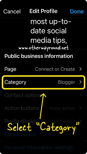 How To Change Category On Instagram Step-3
