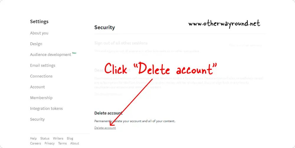 How To Delete Medium Account On Website Step-3