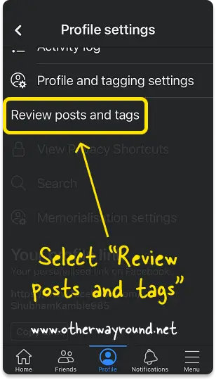 How To Review Posts And Tags On The Facebook App Step-3
