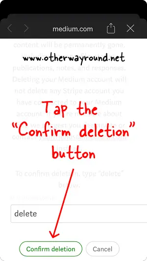 How To Delete Medium Account On Mobile App Step-6
