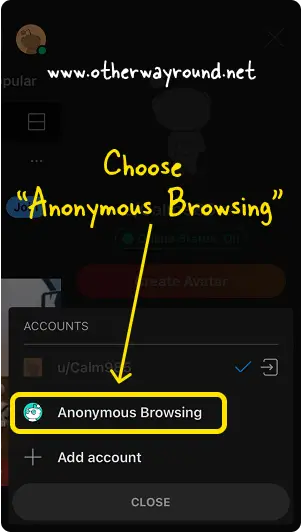 Anonymous Browsing mode on Reddit Step-2