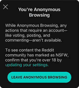 Anonymous Browsing mode on Reddit Step-3