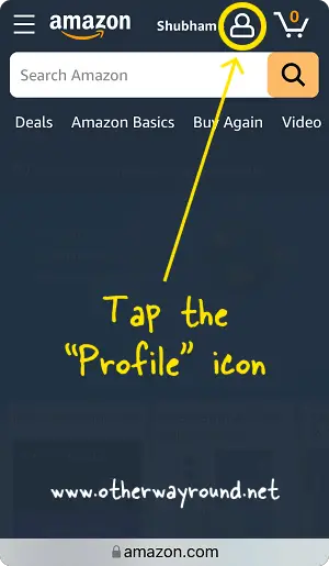 How To Get Amazon Profile Link On Mobile Step-2