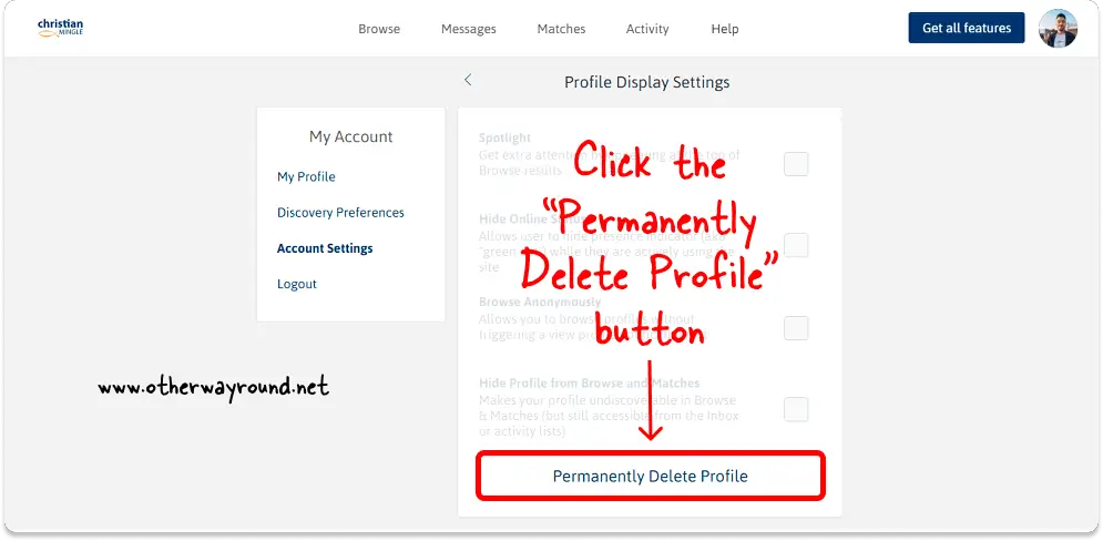 How To Delete A Christian Mingle Account Web Step-3