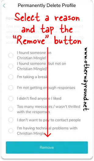 How To Delete A Christian Mingle Account App Step-4