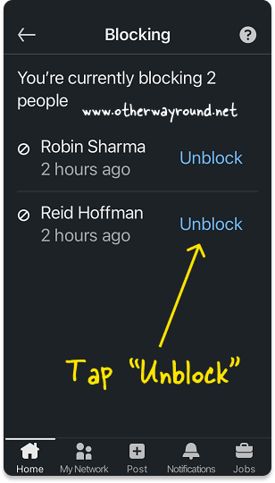 How To Unblock Someone On The LinkedIn App Step-4