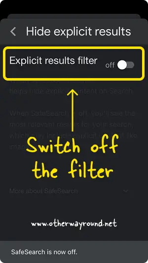 How To Turn Off SafeSearch on the Google App Step-5