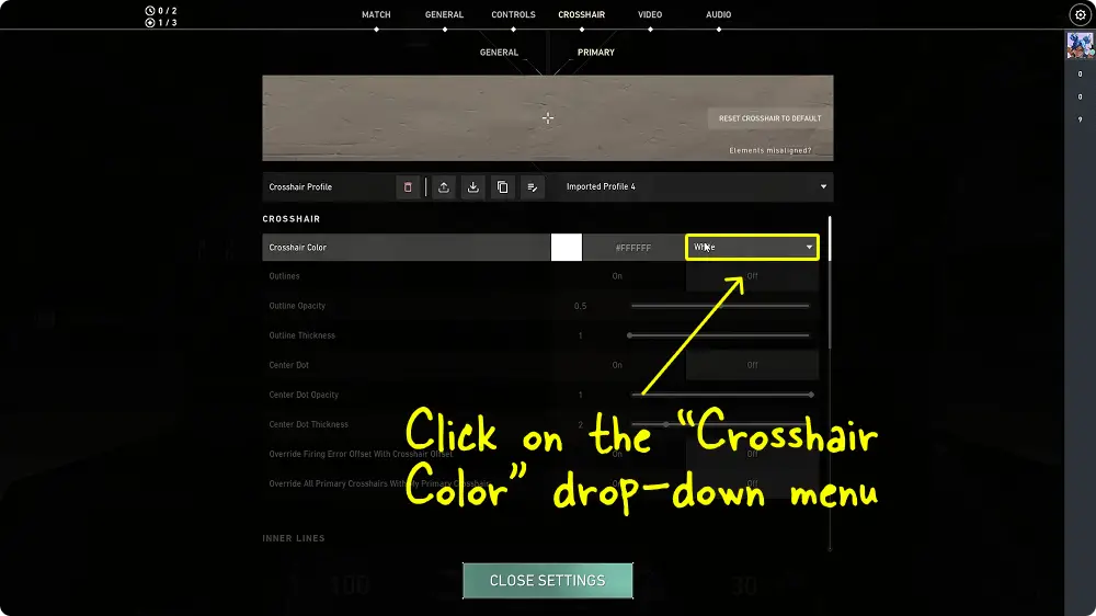 How To Change The Crosshair Color In Valorant Step-5