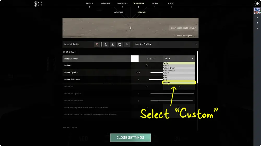 How To Change The Crosshair Color In Valorant Step-6