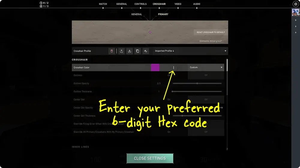 How To Change The Crosshair Color In Valorant Step-7