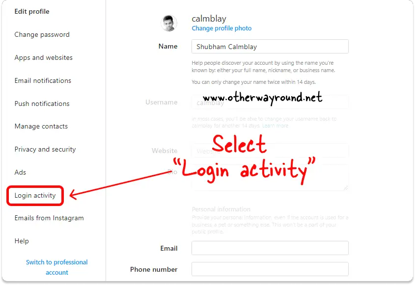 How To Delete Login History On Instagram Web Step-2