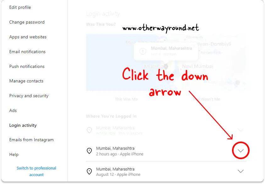 How To Delete Login History On Instagram Web Step-3