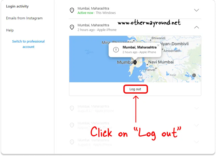 How To Delete Login History On Instagram Web Step-4