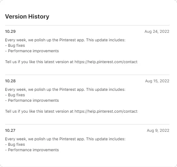 Pinterest App Update