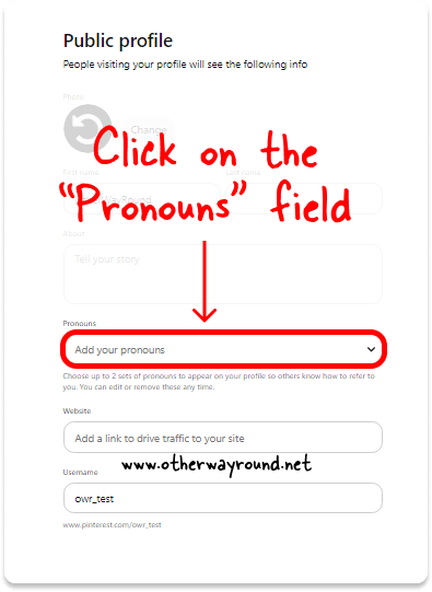How To Change Pronouns On Pinterest Step-3