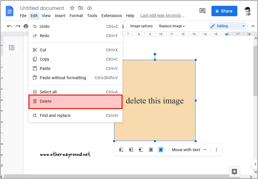 How To Delete An Image On Google Docs Method-4