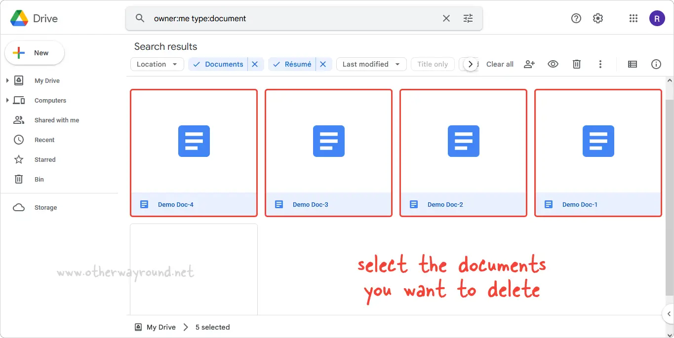 How To Delete Multiple Google Docs Step-3
